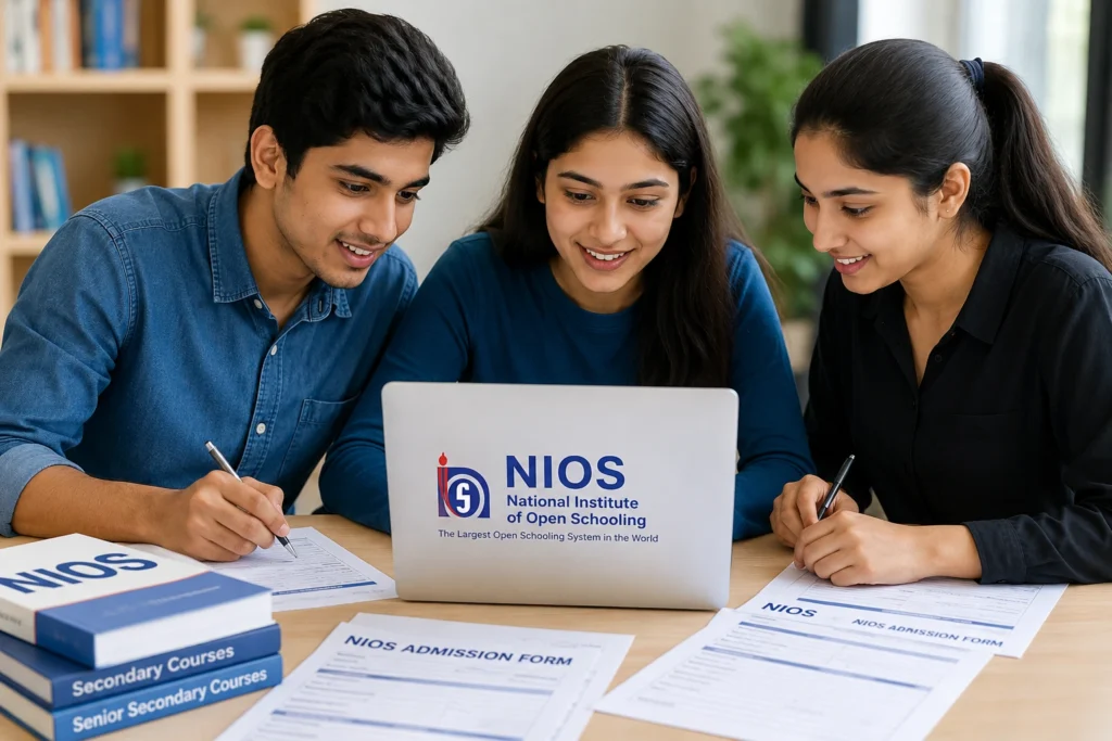 Students filling NIOS admission forms online