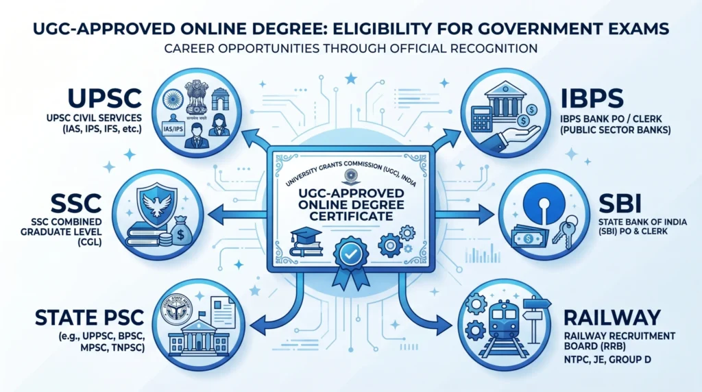 Government job exams that accept UGC-recognized online degrees