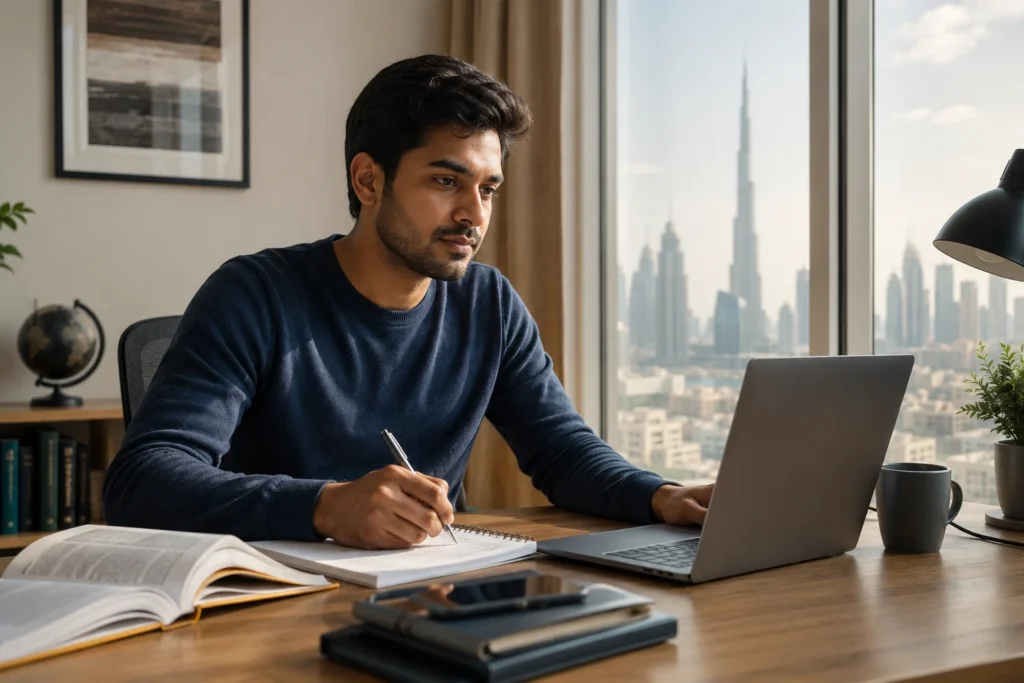 Indian expat professional studying online in UAE after a long education gap