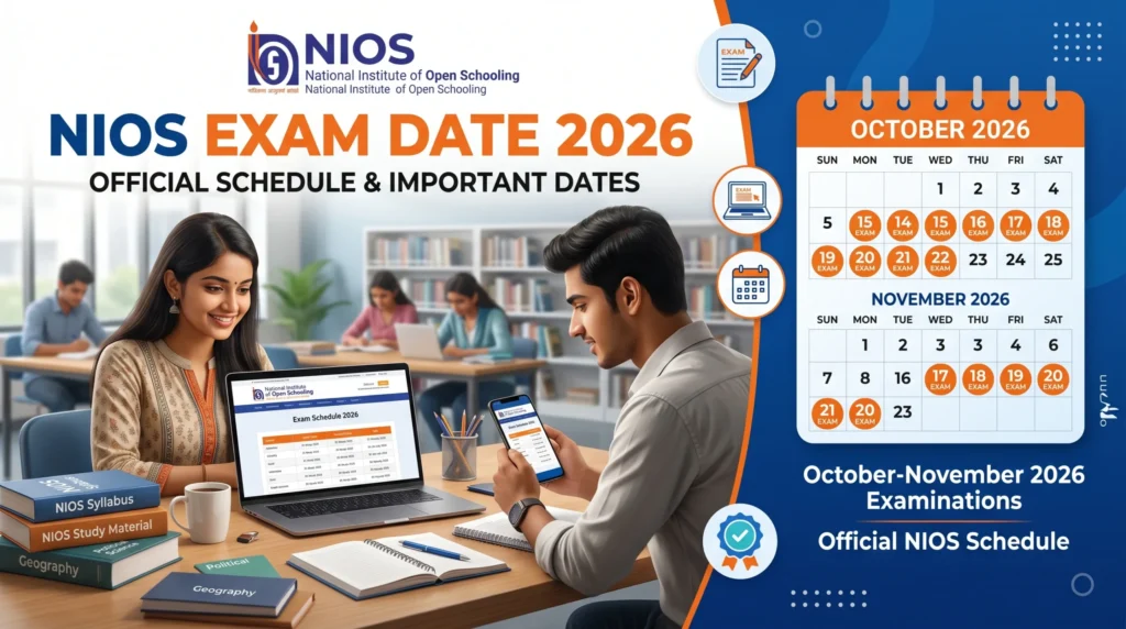 NIOS Date Sheet 2026 for Class 10 and Class 12 students