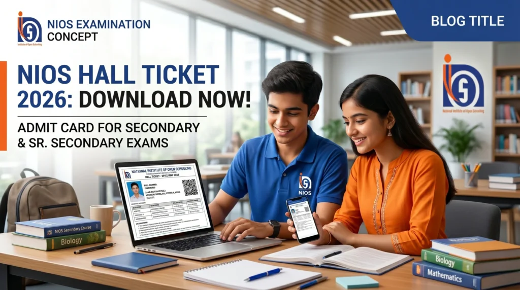 NIOS Hall Ticket 2026 download process for Class 10 and Class 12 students
