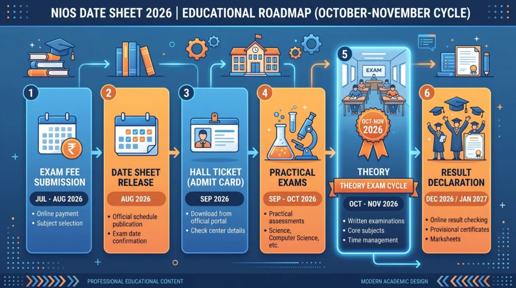 NIOS October 2026 exam calendar and important dates timeline