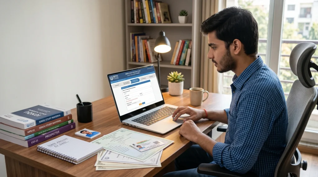 Student exploring undergraduate, postgraduate, diploma, and certificate courses offered by IGNOU.