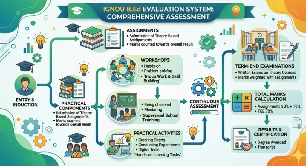 IGNOU B.Ed evaluation process assignments internship and practical assessment