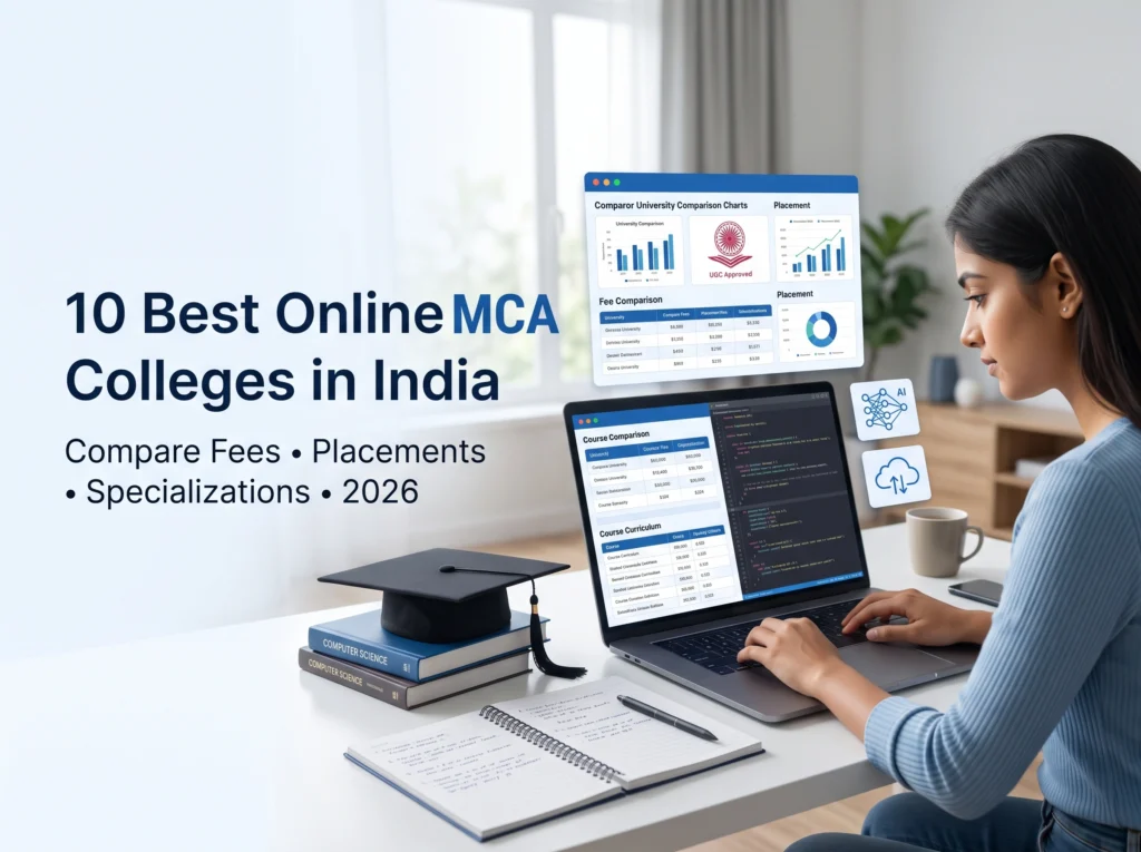 Student comparing the best Online MCA colleges in India before taking admission.