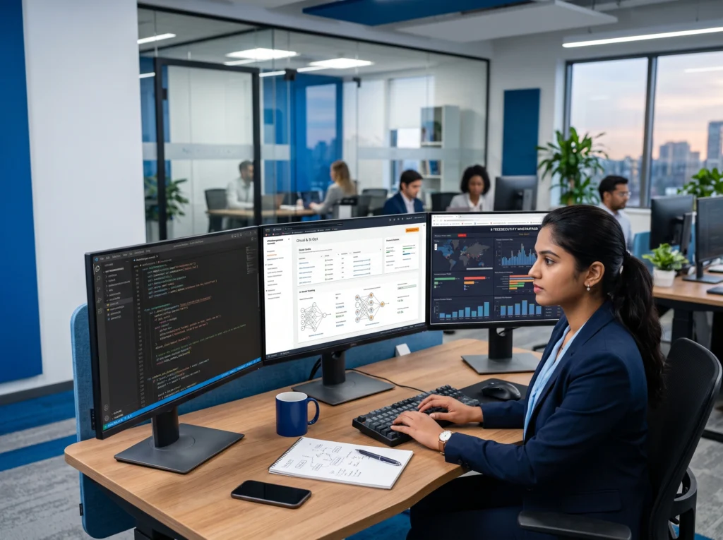 Software engineer working after completing an Online MCA degree.