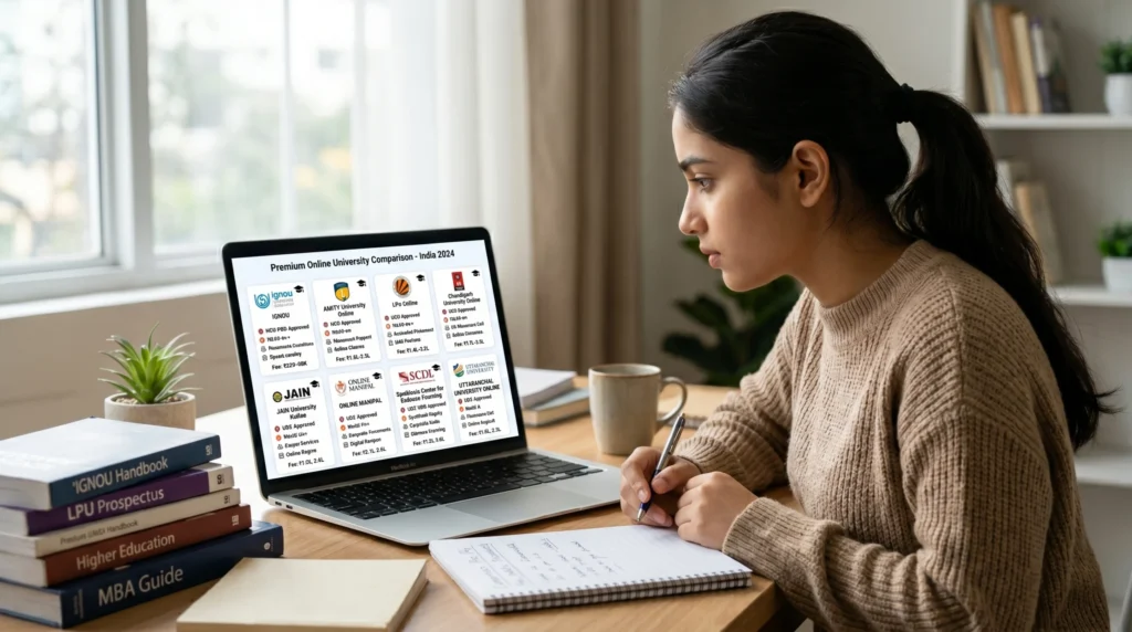 Comparison of top UGC-approved online universities in India