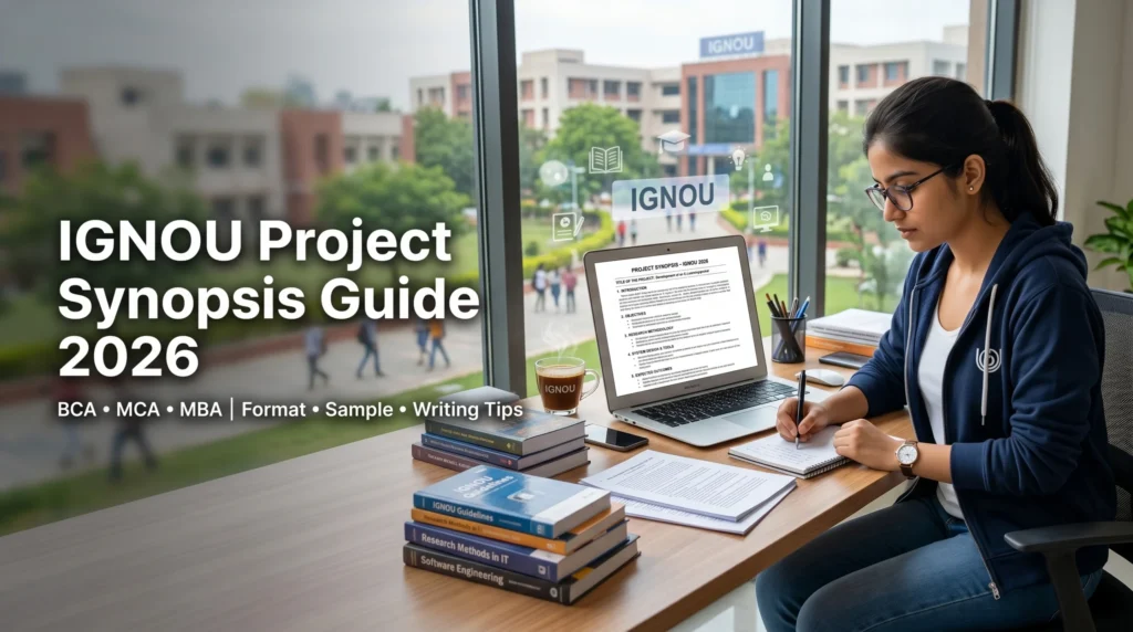 IGNOU Project Synopsis Guide for BCA MCA MBA students with format and writing tips.