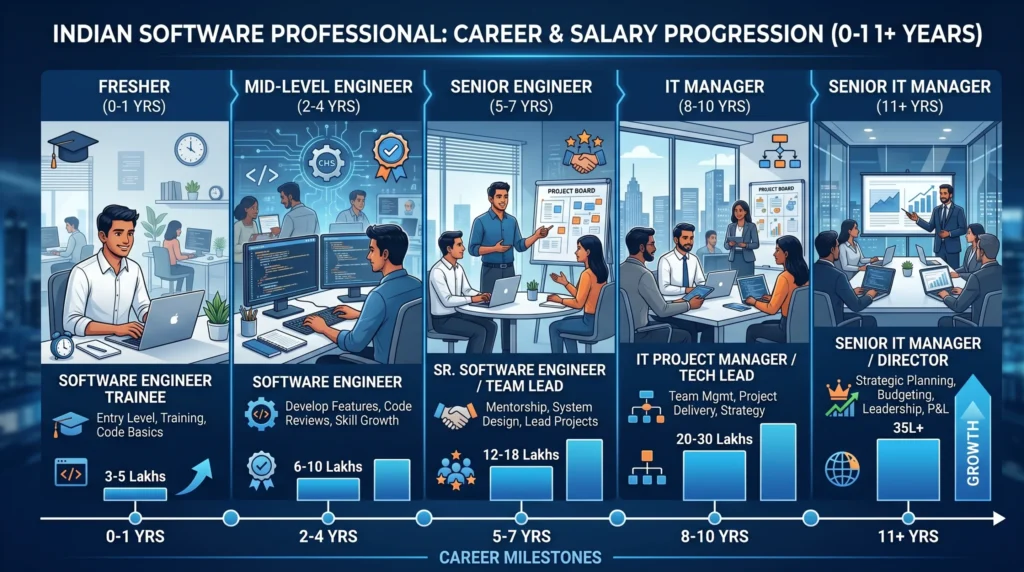 Online MCA salary growth by experiences